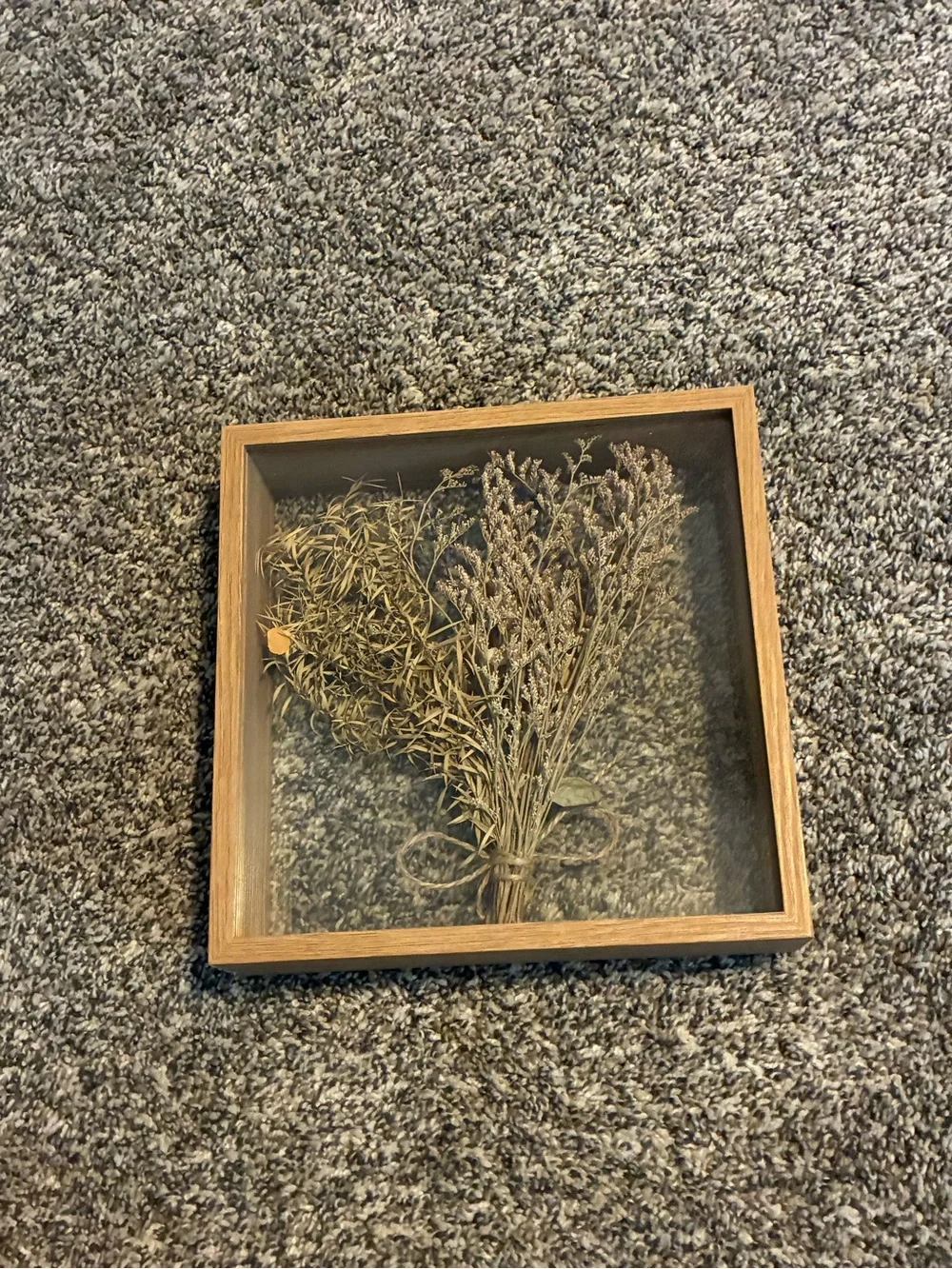 Framed Dried Flower Bouquet Shadow Box - Natural Brown Frame
